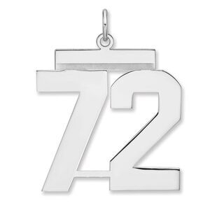 Sterling Silver, Athletic Collection, XL Polished Number 72 Pendant